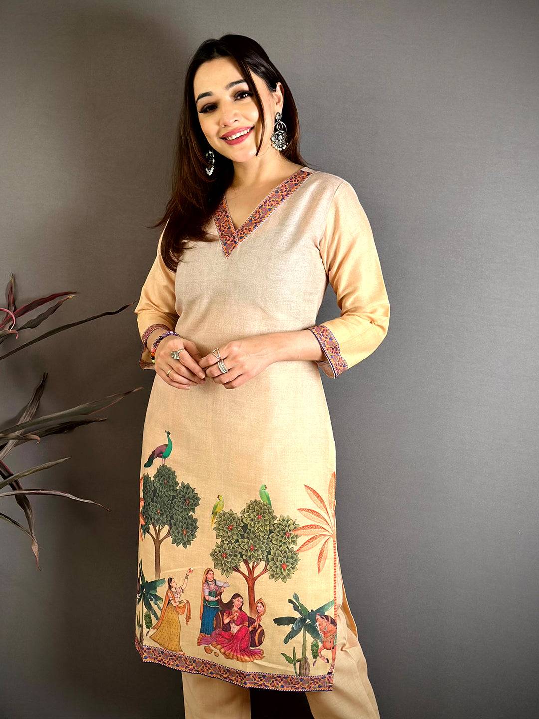 Elegant  Mughal  V  Neck  Kurti