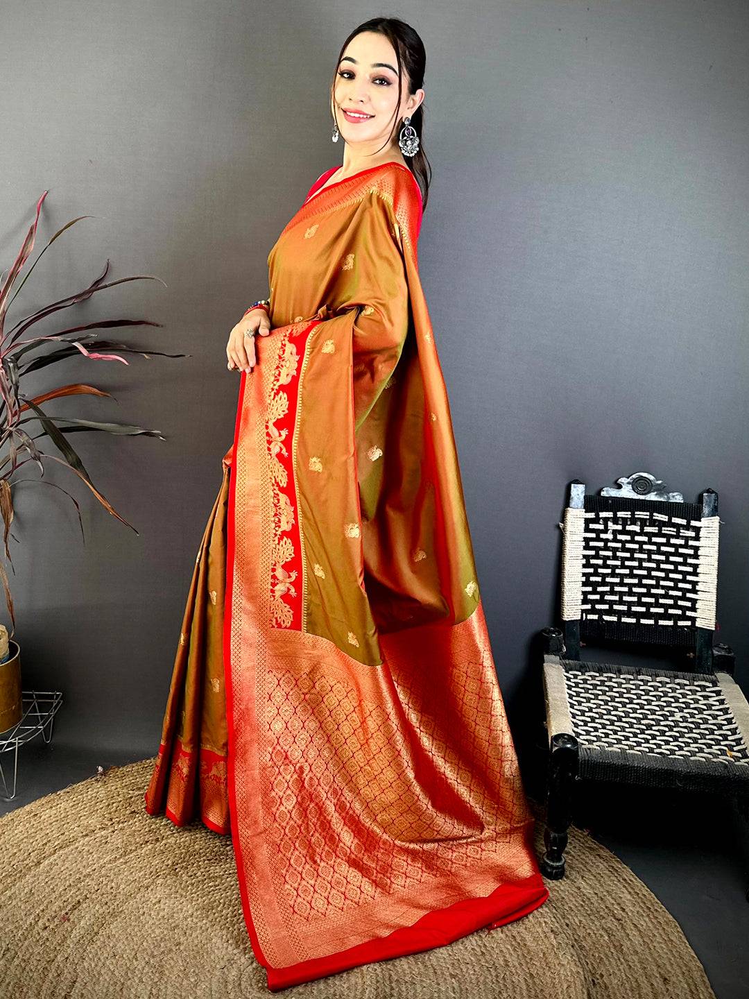 Brown Soft Silk Kanjivaram Saree
