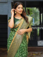 Green Colour Pure Viscose Dola Silk Saree with Pichwai Kalamkari Print - Luxe
