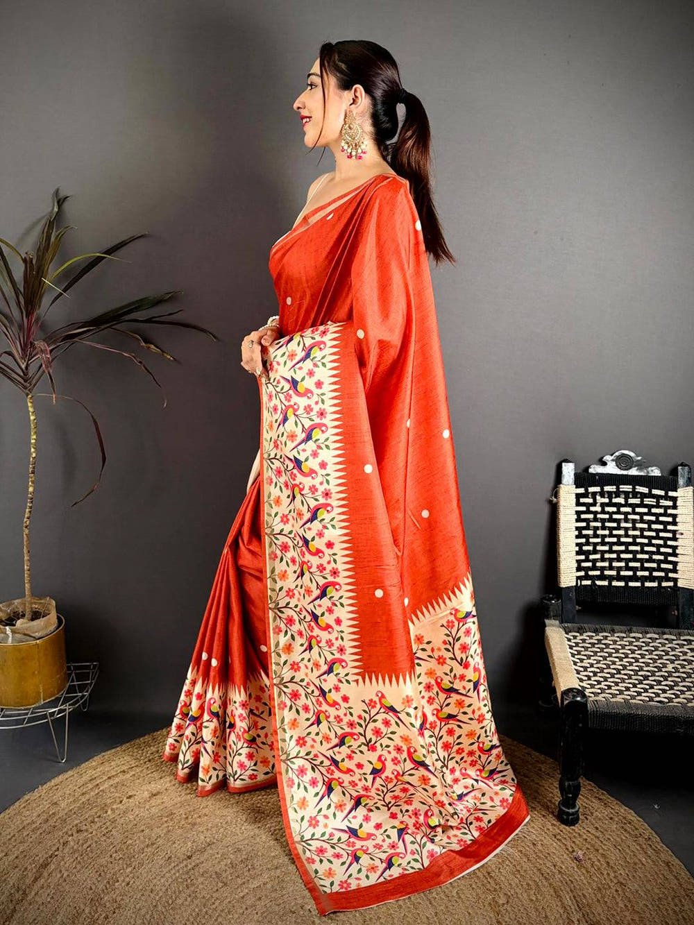 Exclusive Soft Tussar Paithani Border Saree