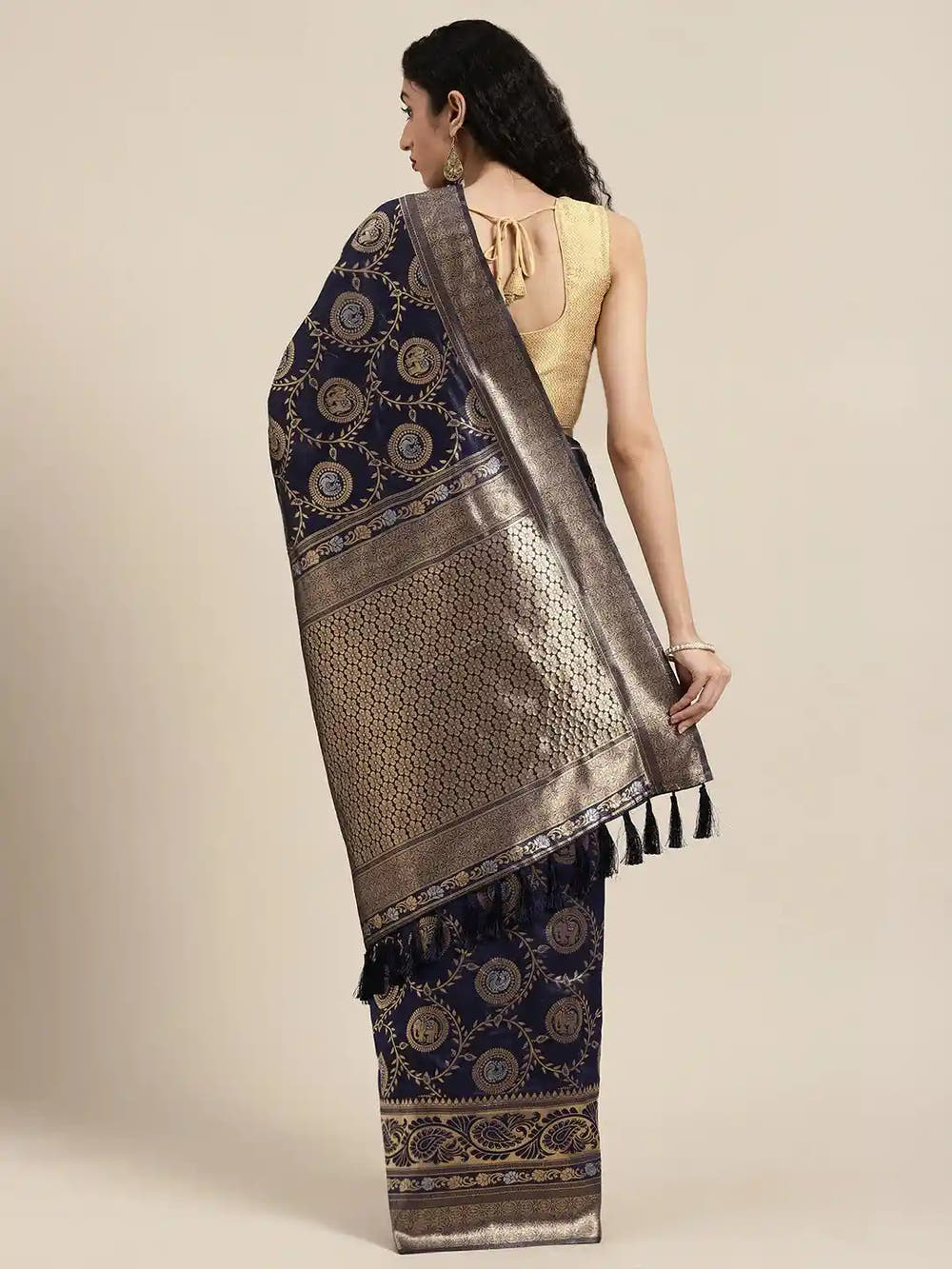 Banarasi Navy Colour Woven Design Silk Saree
