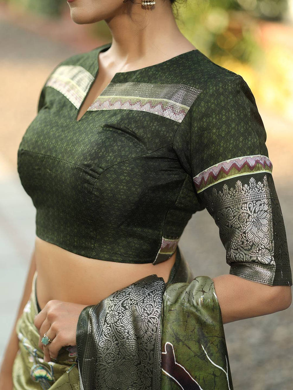 Green Colour Batik Pen kalamkari Saree With Zari Weaving Pallu - Luxe