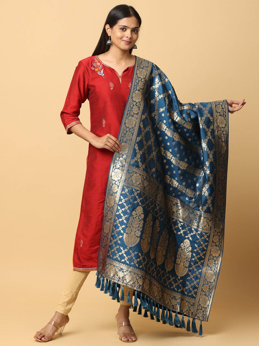 Latest Silk Blend Woven Design Dupatta