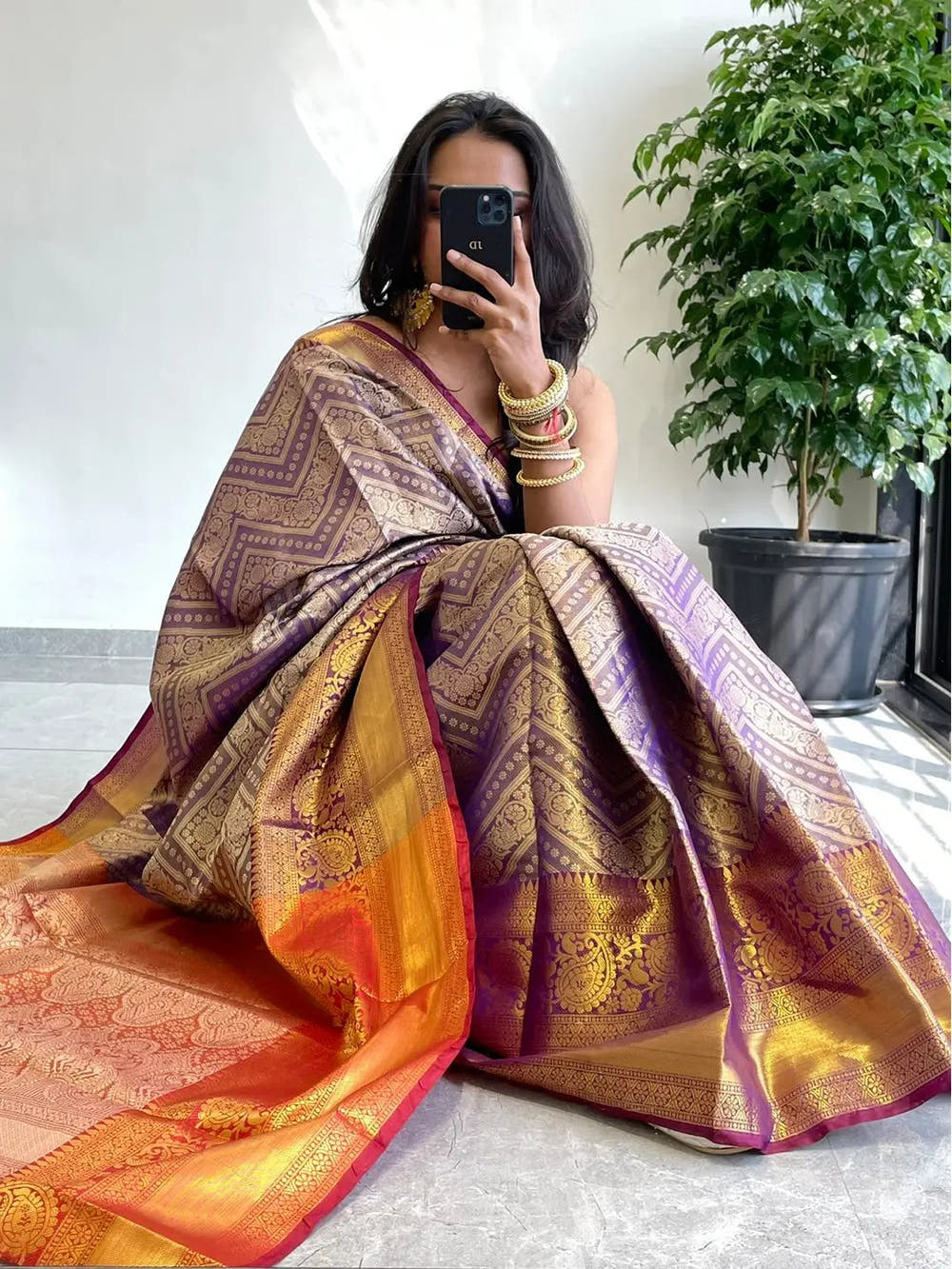 Exclusive Gold Zari One Grm Gold Kanjivaaram Pattu Silk Saree.