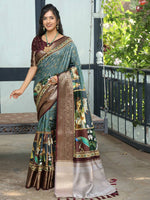 Pure Viscose Dola Silk Saree With Zari Weaving Pallu In Teal Colour - Luxe