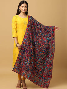 Navy Vivid Multicolour Pashmina Dupatta