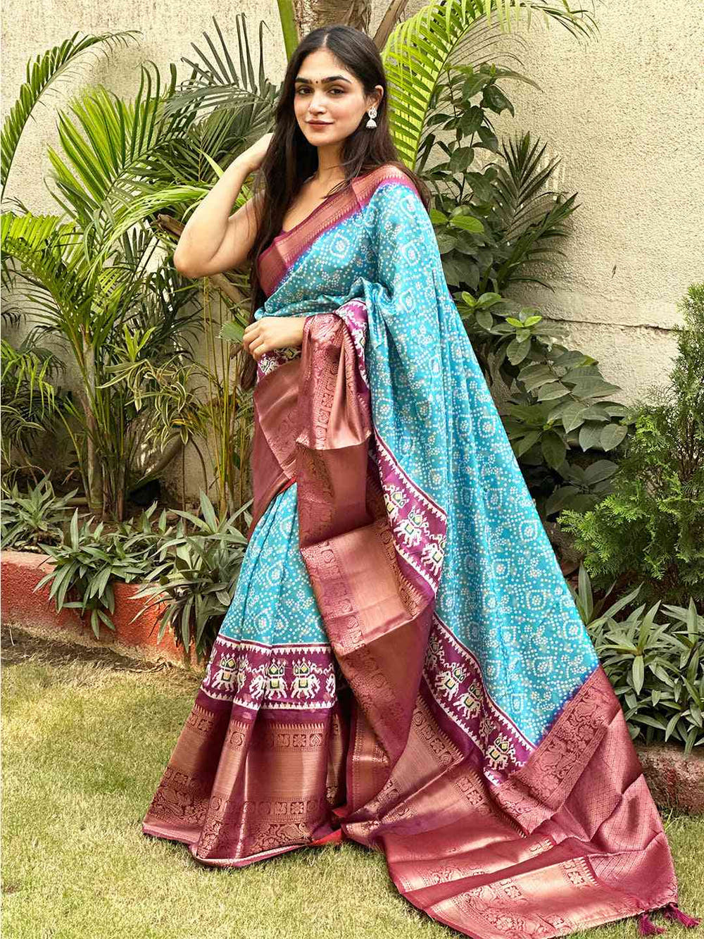 Soft Silk Bandhej Digital Printed Saree