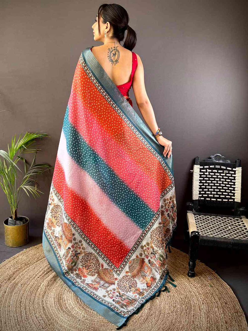 Radiant Silk Blend Bandhani Print Saree