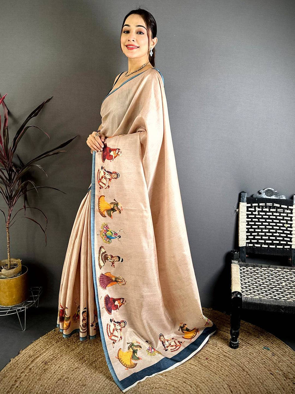 Stylish Bharatanatyam Doll Tussar Saree