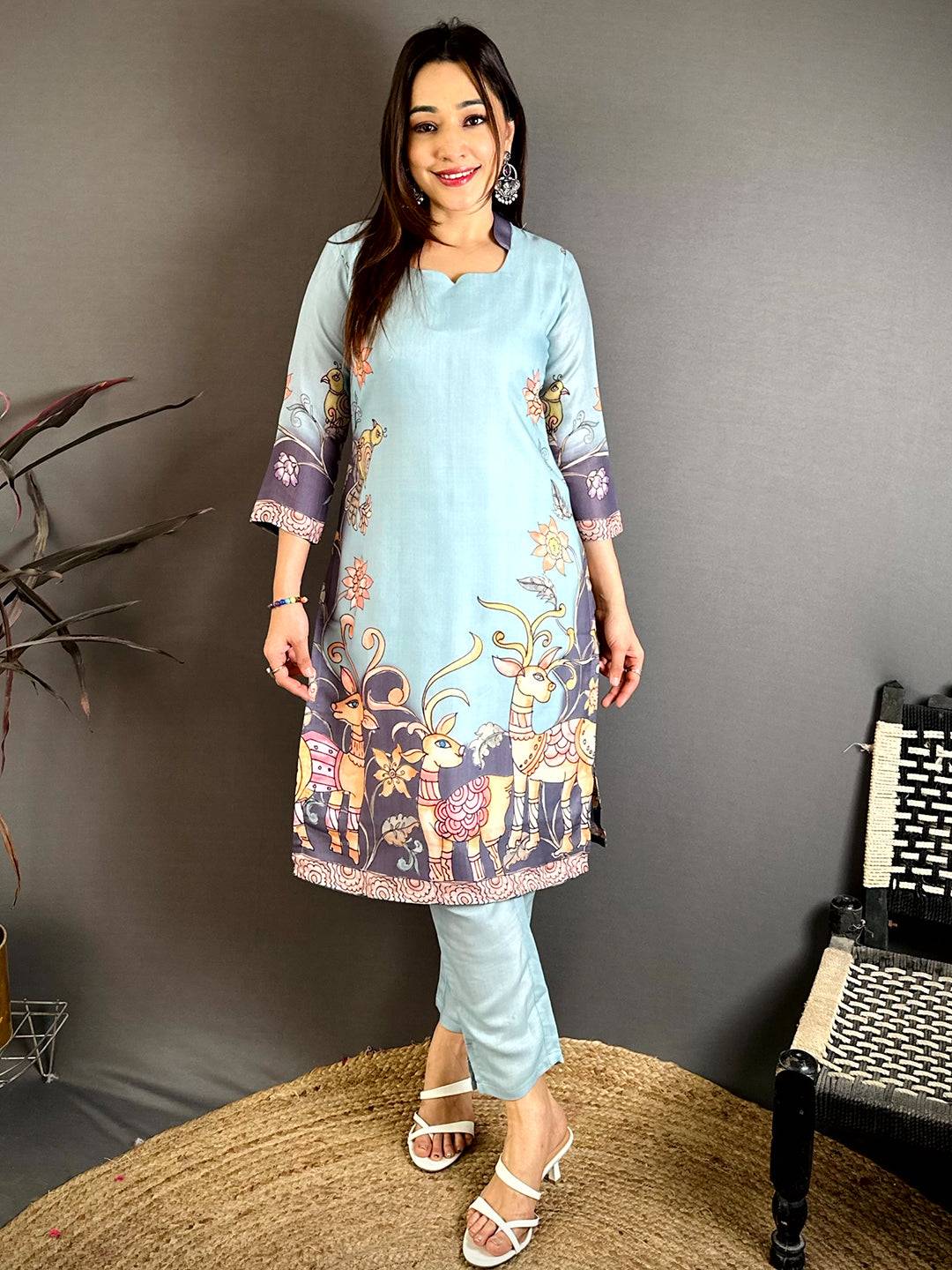 Classic  Half  Collar  Mul  Kurti