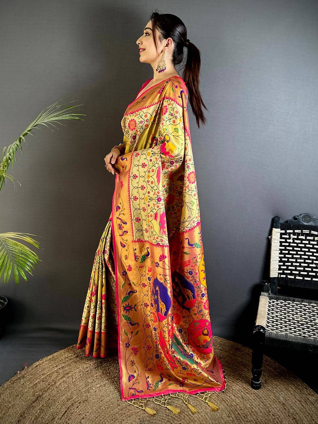 Royal Cream Patola Paithani Saree