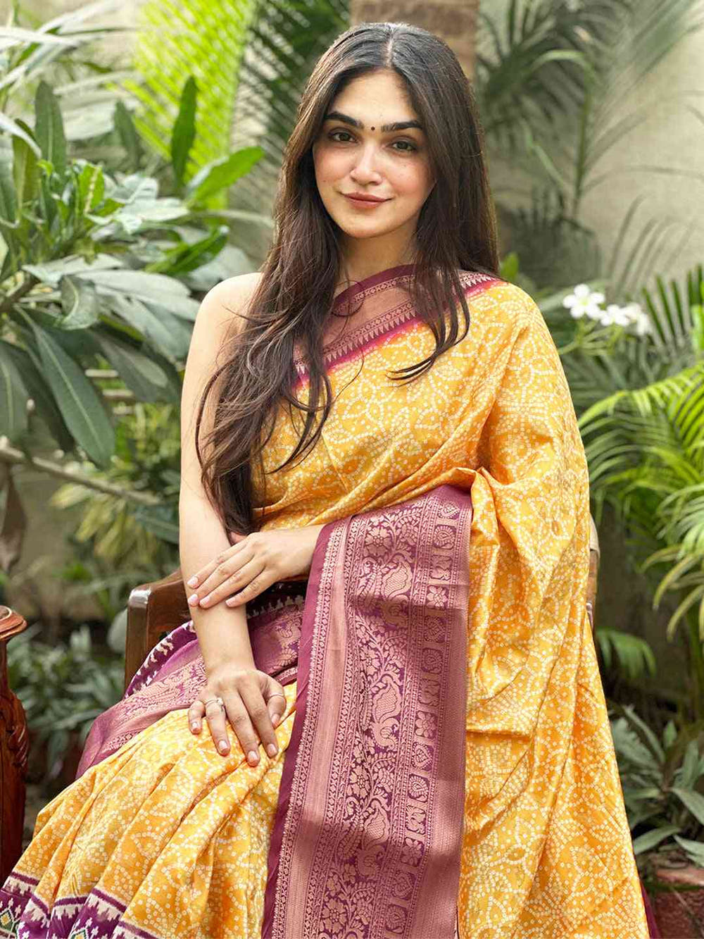 Soft Silk Bandhej Digital Printed Saree