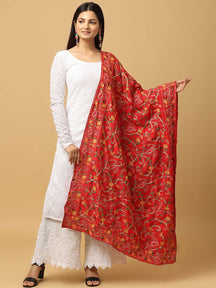 Red Scattered Floral Pashmina Dupatta