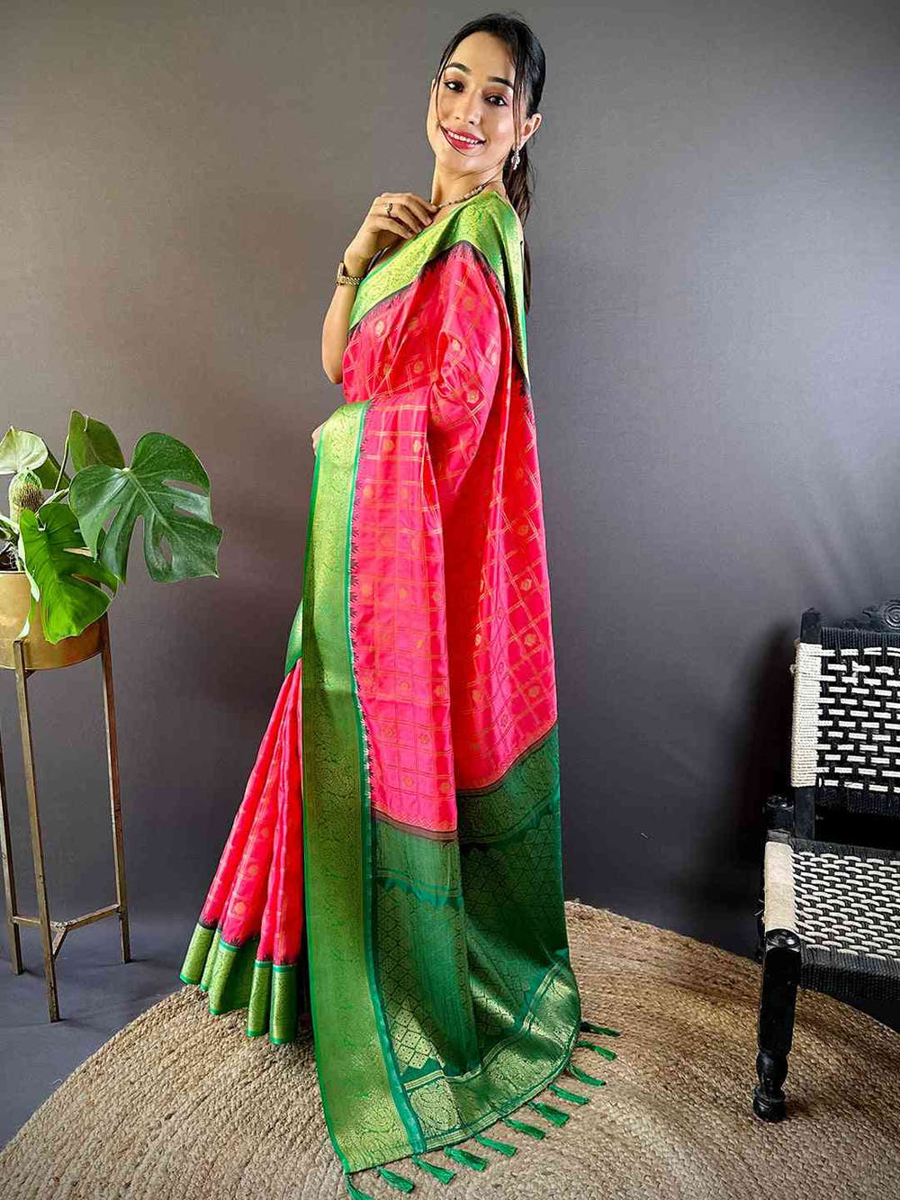 Blush Pink Kovai Banarasi Silk Saree
