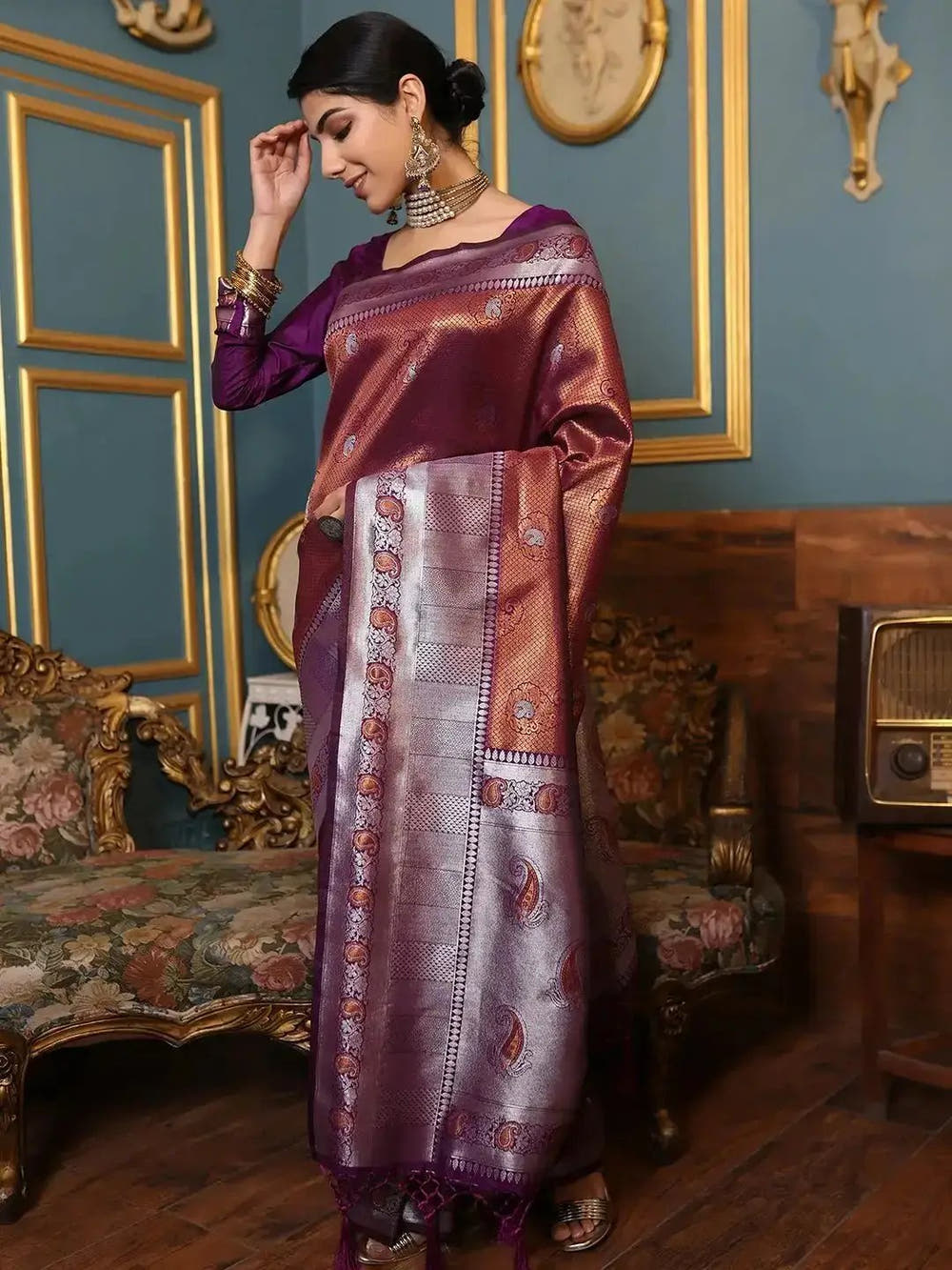 Kanjivaram Silk Saree With Zari Work