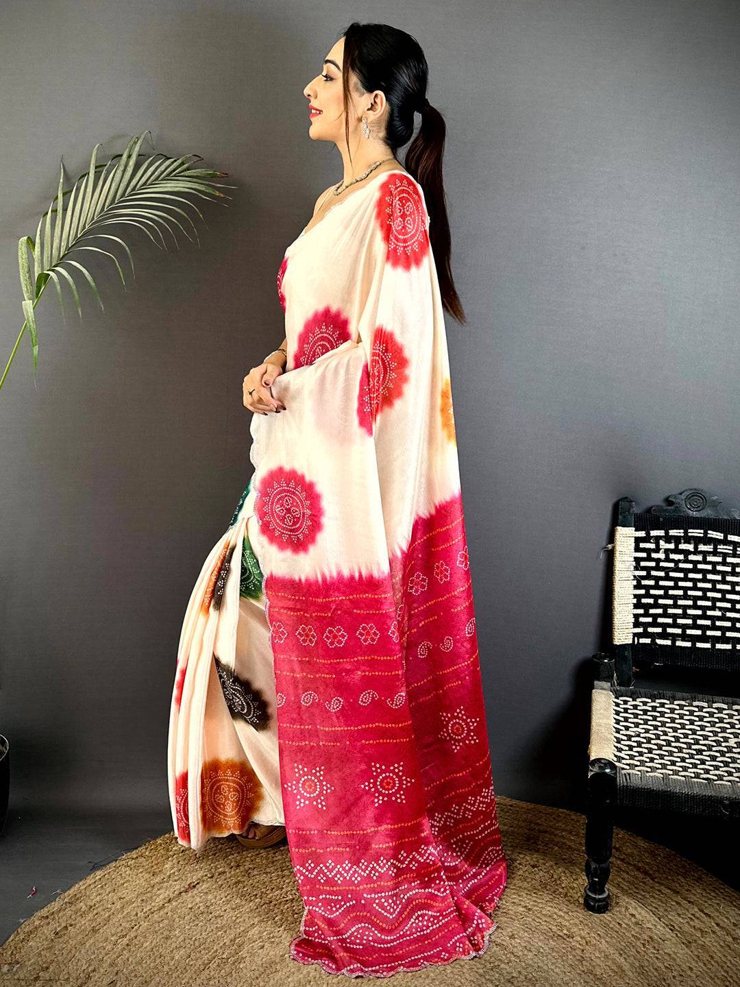 Regal Chiffon Bandhej Print Saree