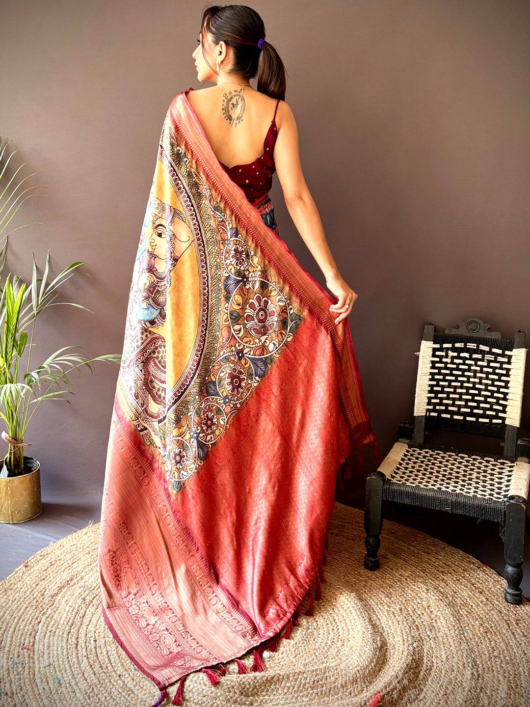 Buff Beige Soft Silk Saree With Pattu Zari Border