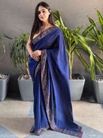 Navy Colour Vichitra Silk Saree