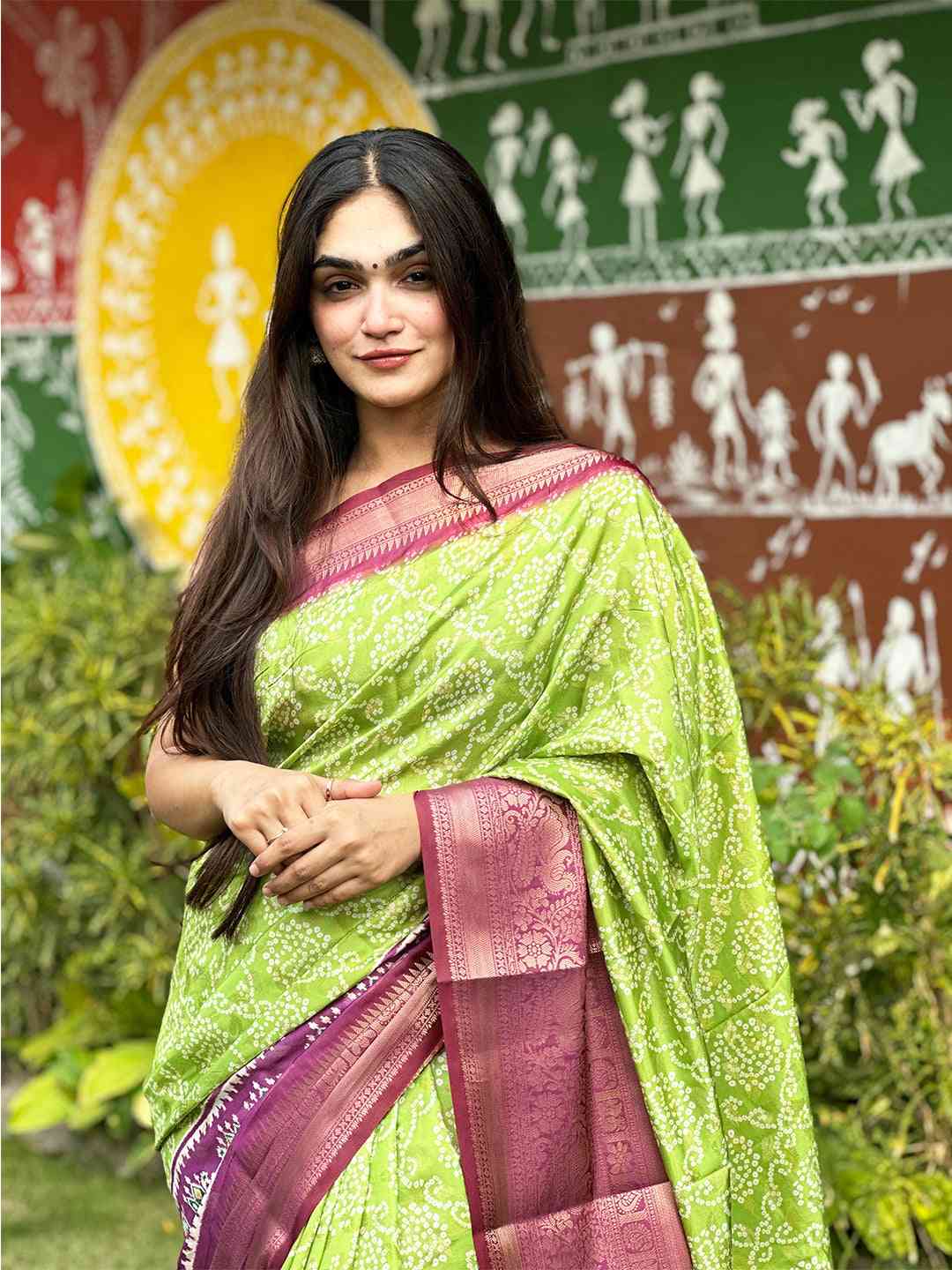 Soft Silk Bandhej Digital Printed Saree
