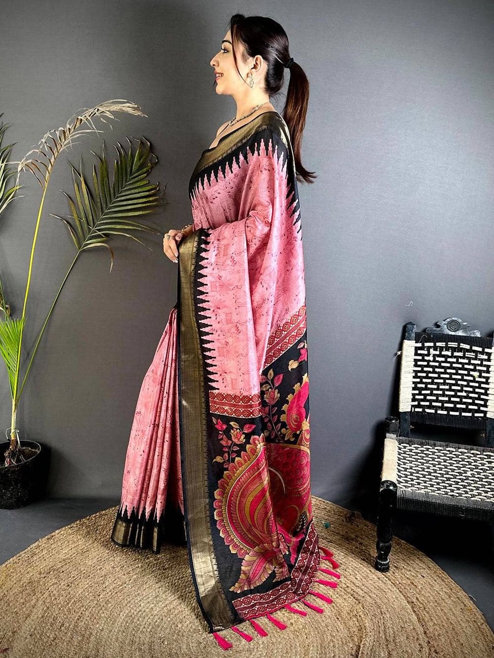 Majestic Kalamkari Dola Silk Saree