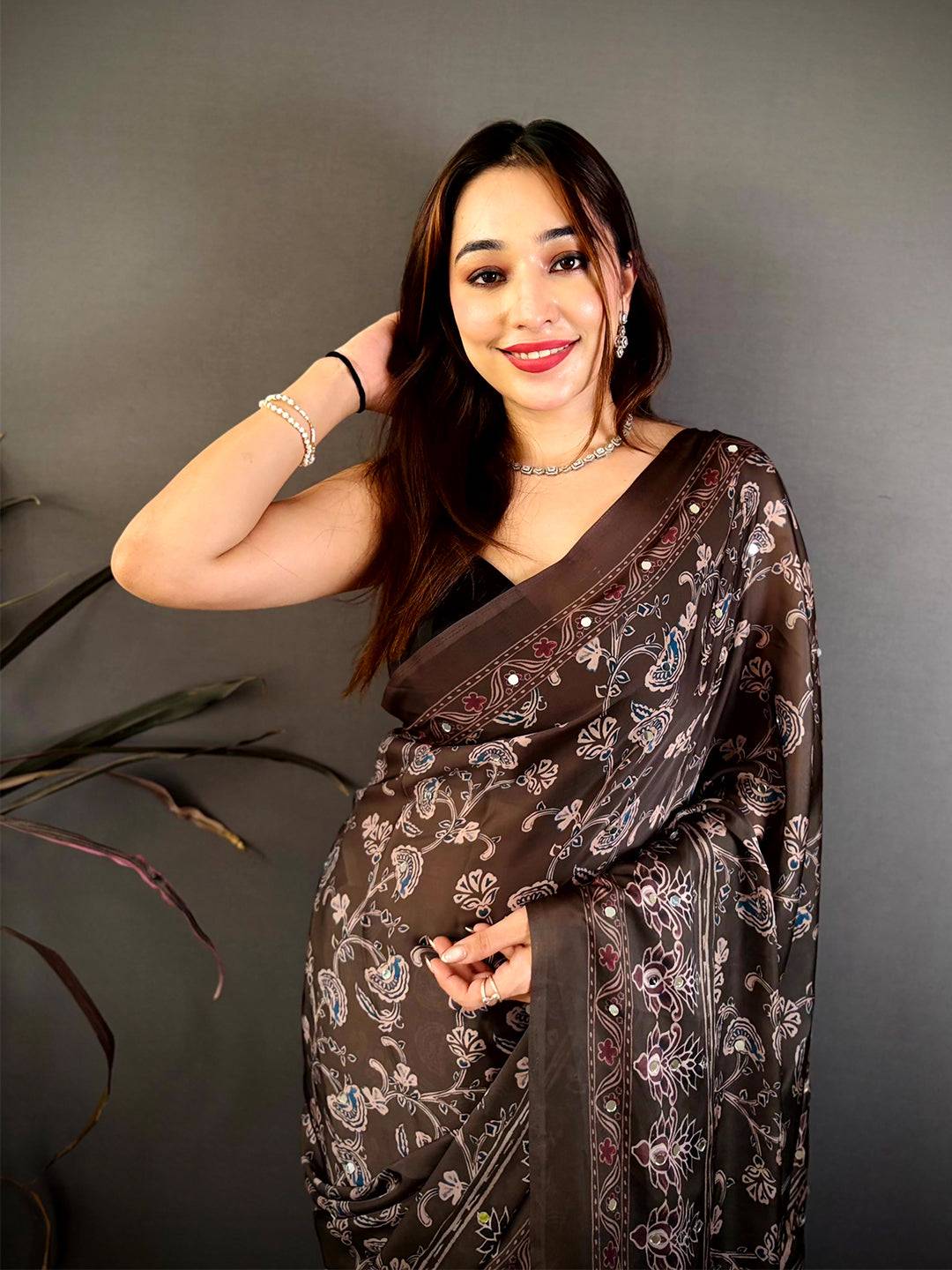 Artisan Soft Georgette Mirror Work Saree