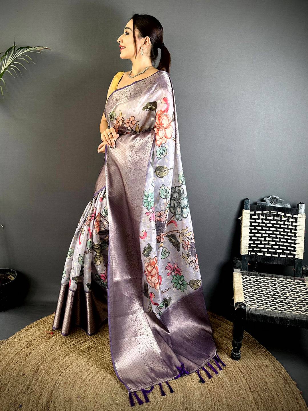 Heritage Kota Doriya Kalamkari Printed Saree