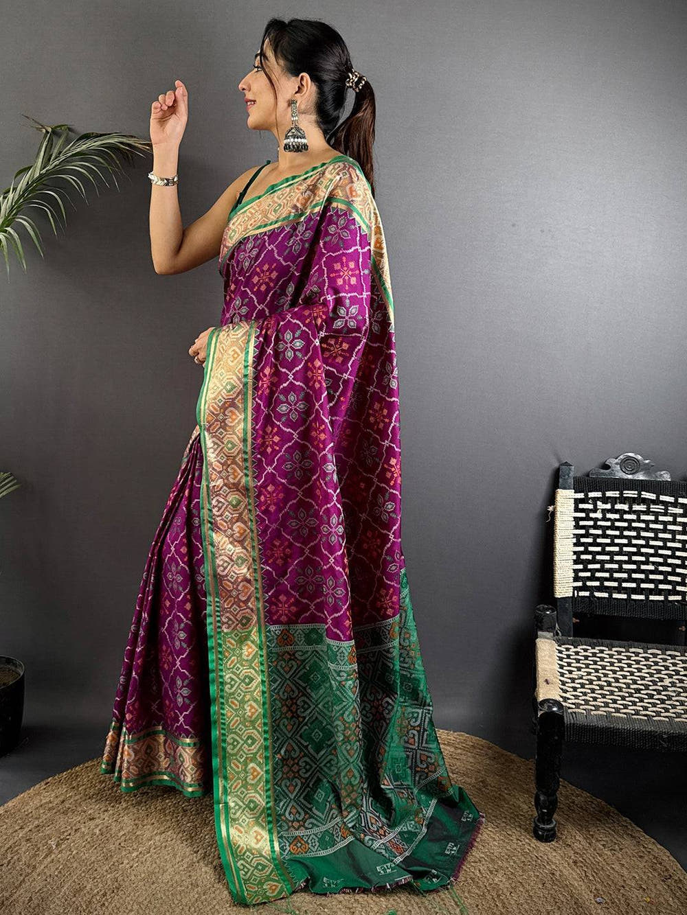 Stylish Pochampally Patola Silk Saree