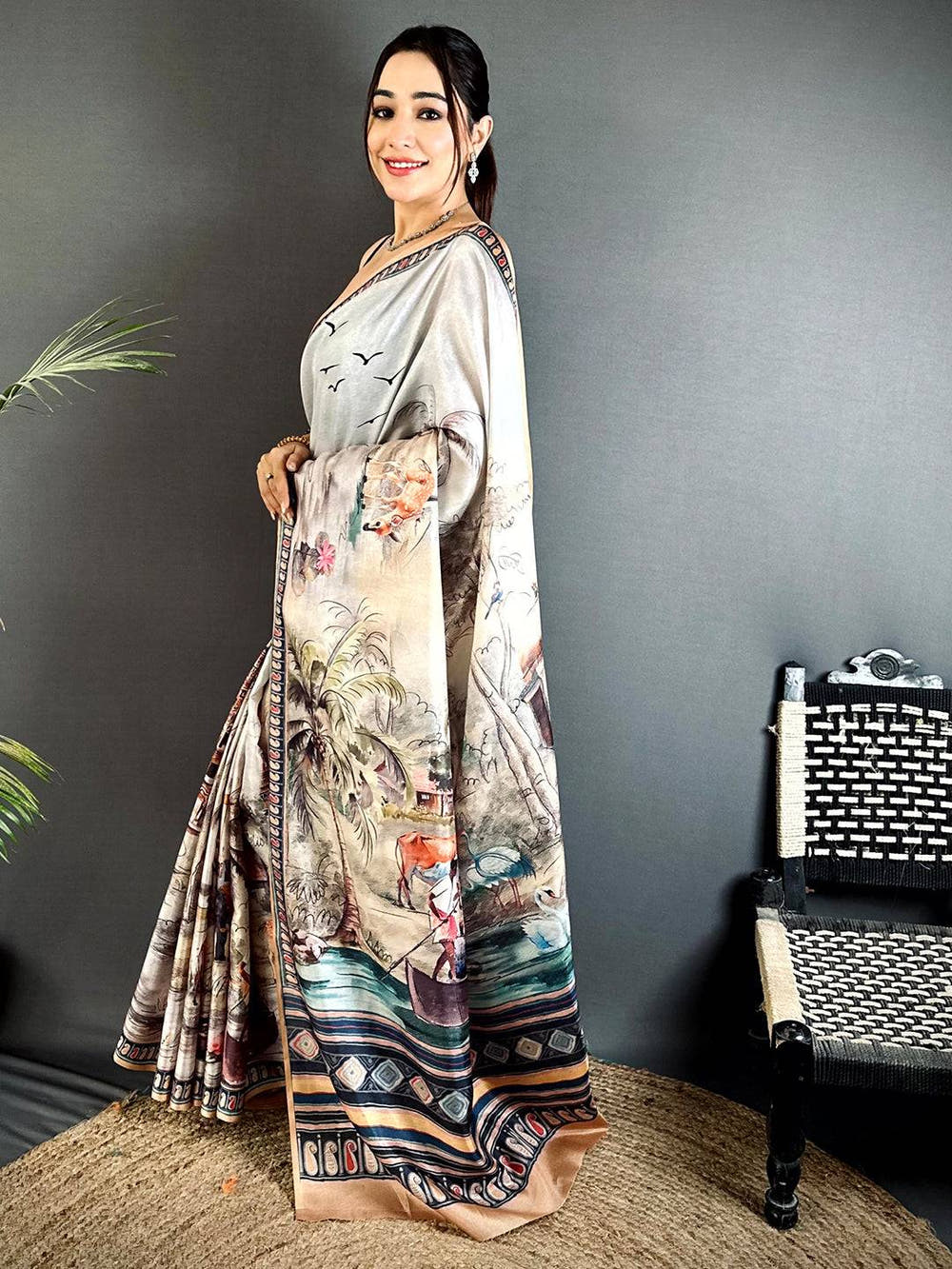 Regal Free-Hand Semi Tussar Saree