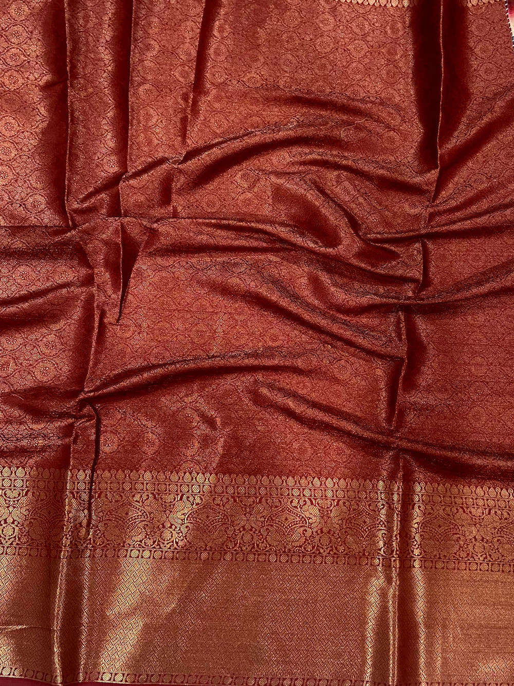 White Floral Kalamkari Kota Doriya Saree