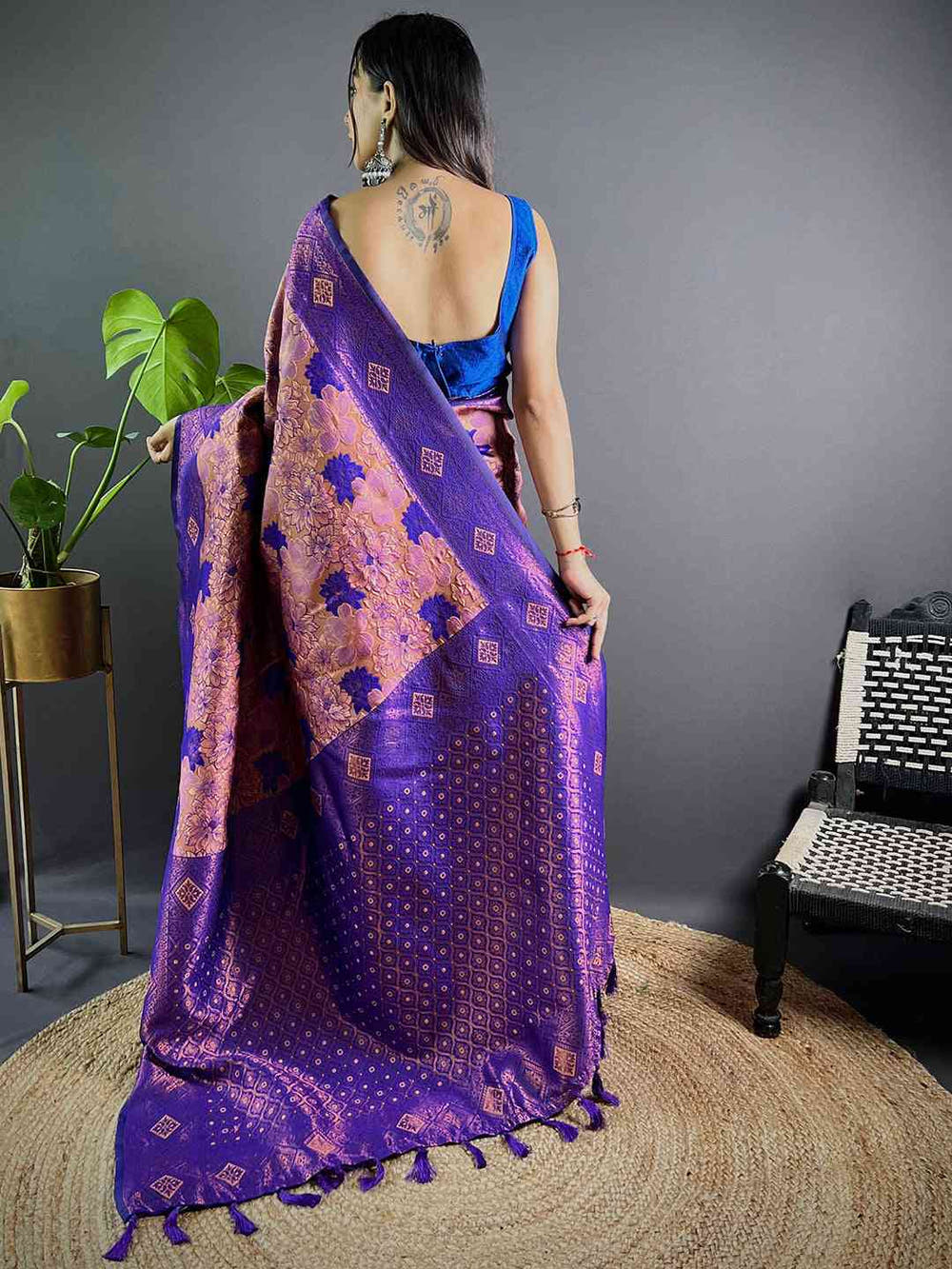 Violet Soft Silk Butta Weaving Saree