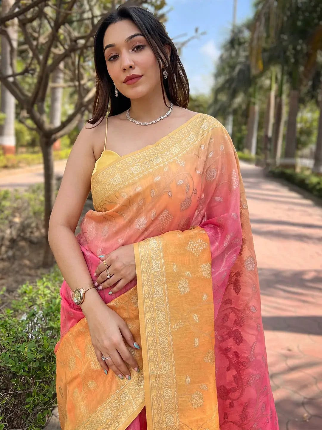 Bollywood Soft Slub Silk With Pure Zari And Lakhnavi Badla Weaving