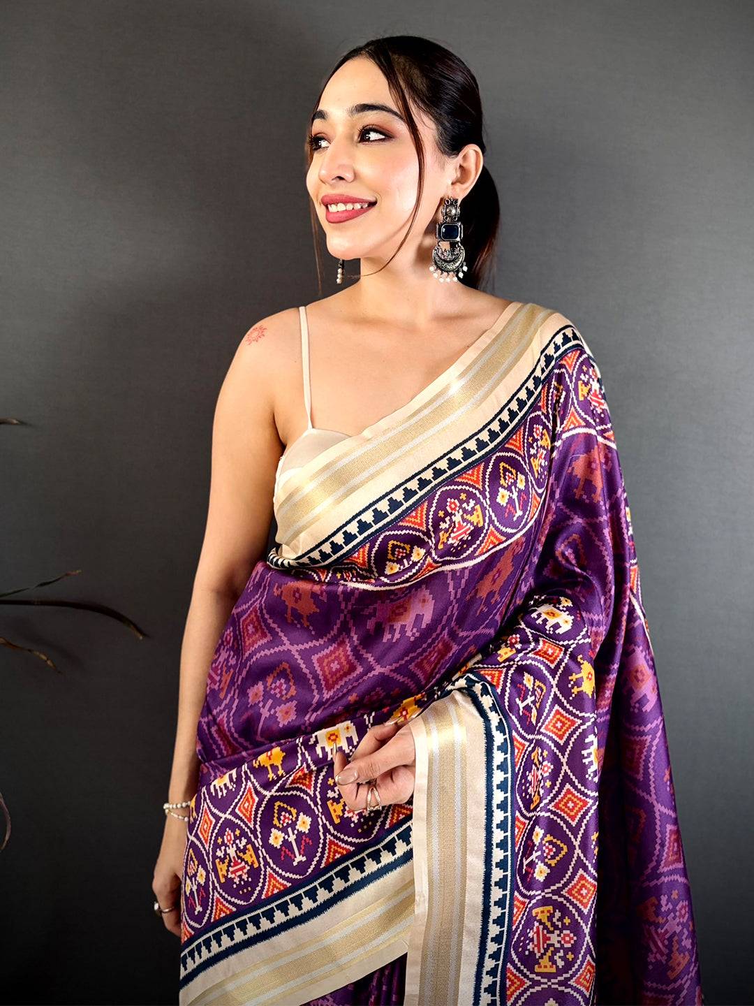 Royal Purple Patola Kanchi Silk Saree