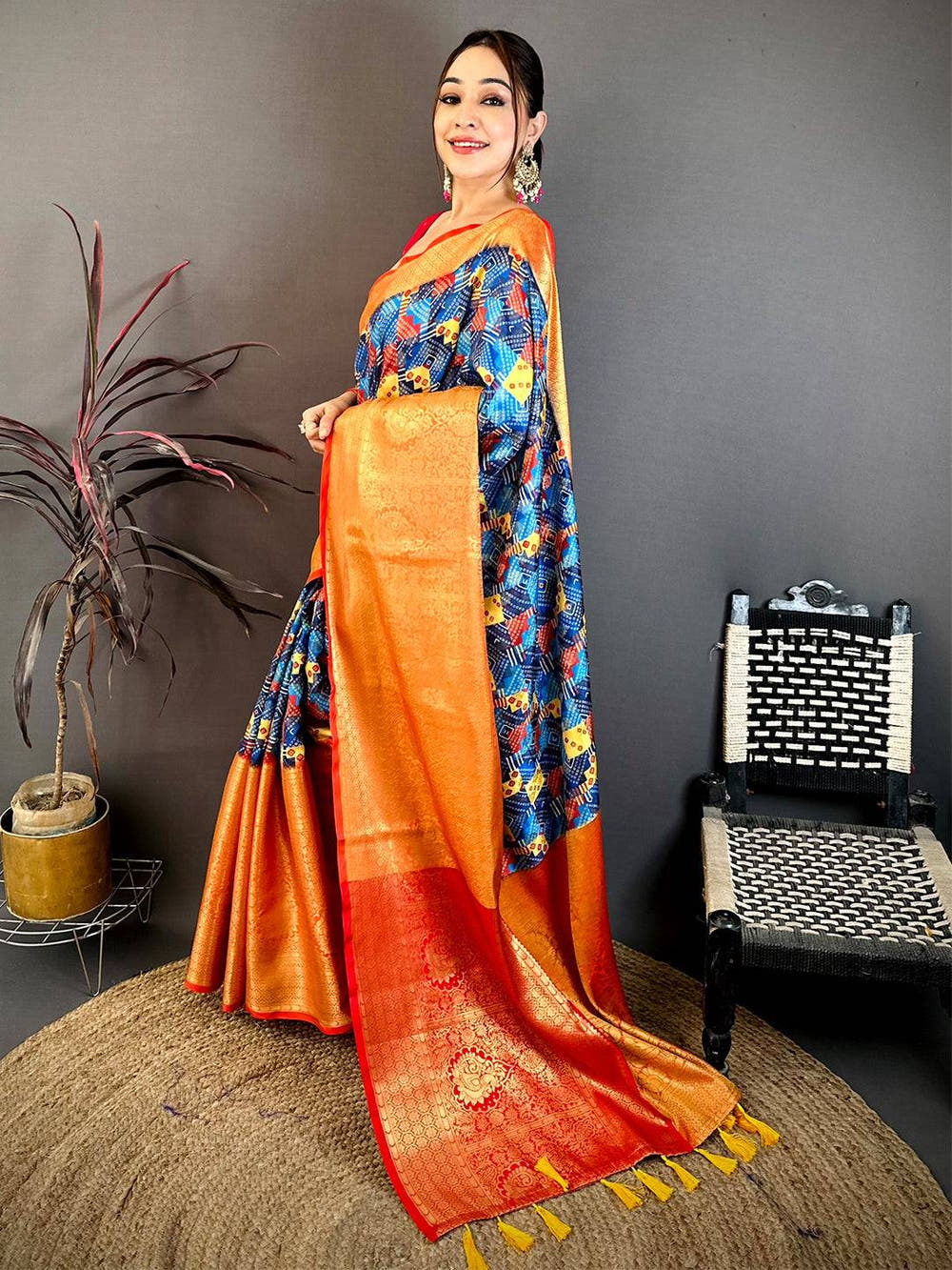 Opulent Soft Silk Digital Print Kanchi Saree