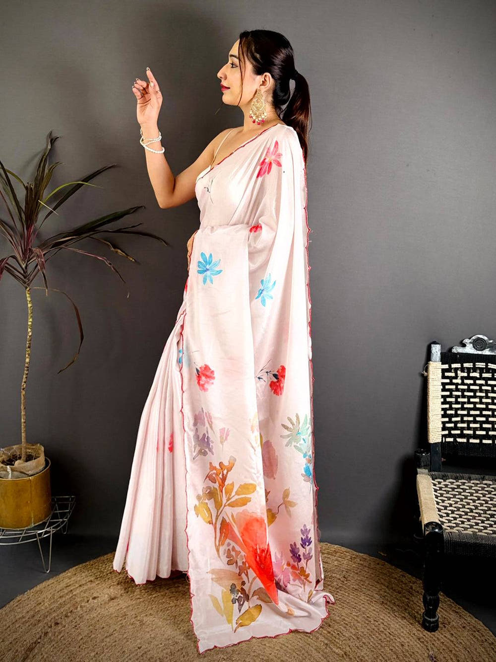 Radiant Soft Chiffon Resham Cutwork Saree