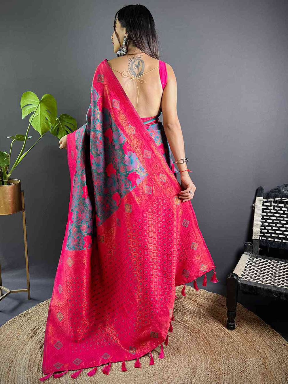 Rama Soft Silk Butta Weaving Saree