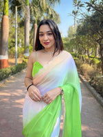 Green Satin Georgette Saree