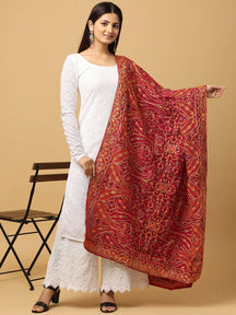 Wine Dense Paisley Pashmina Dupatta