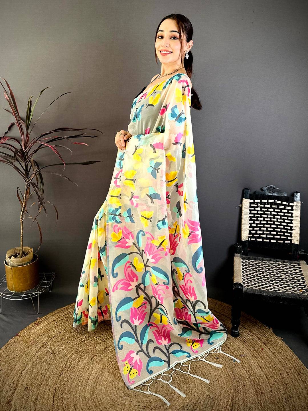 Royal Brasso Silk Minakari Resham Saree