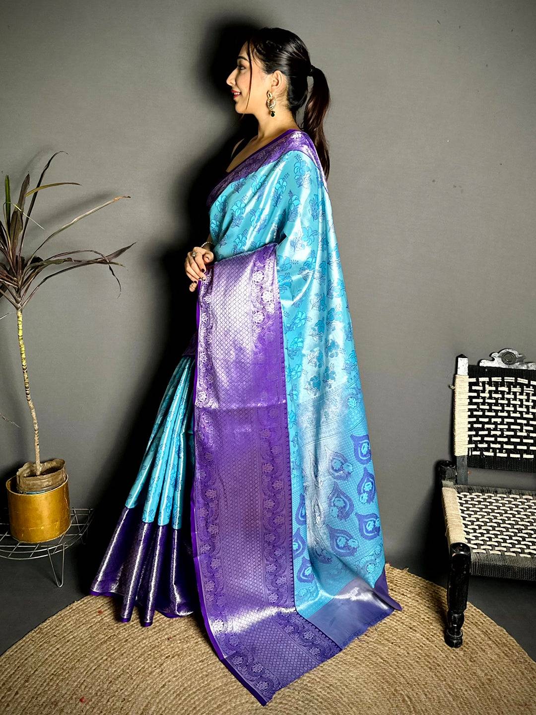 Vibrant Zari One Gram Tissue Kanchi Saree