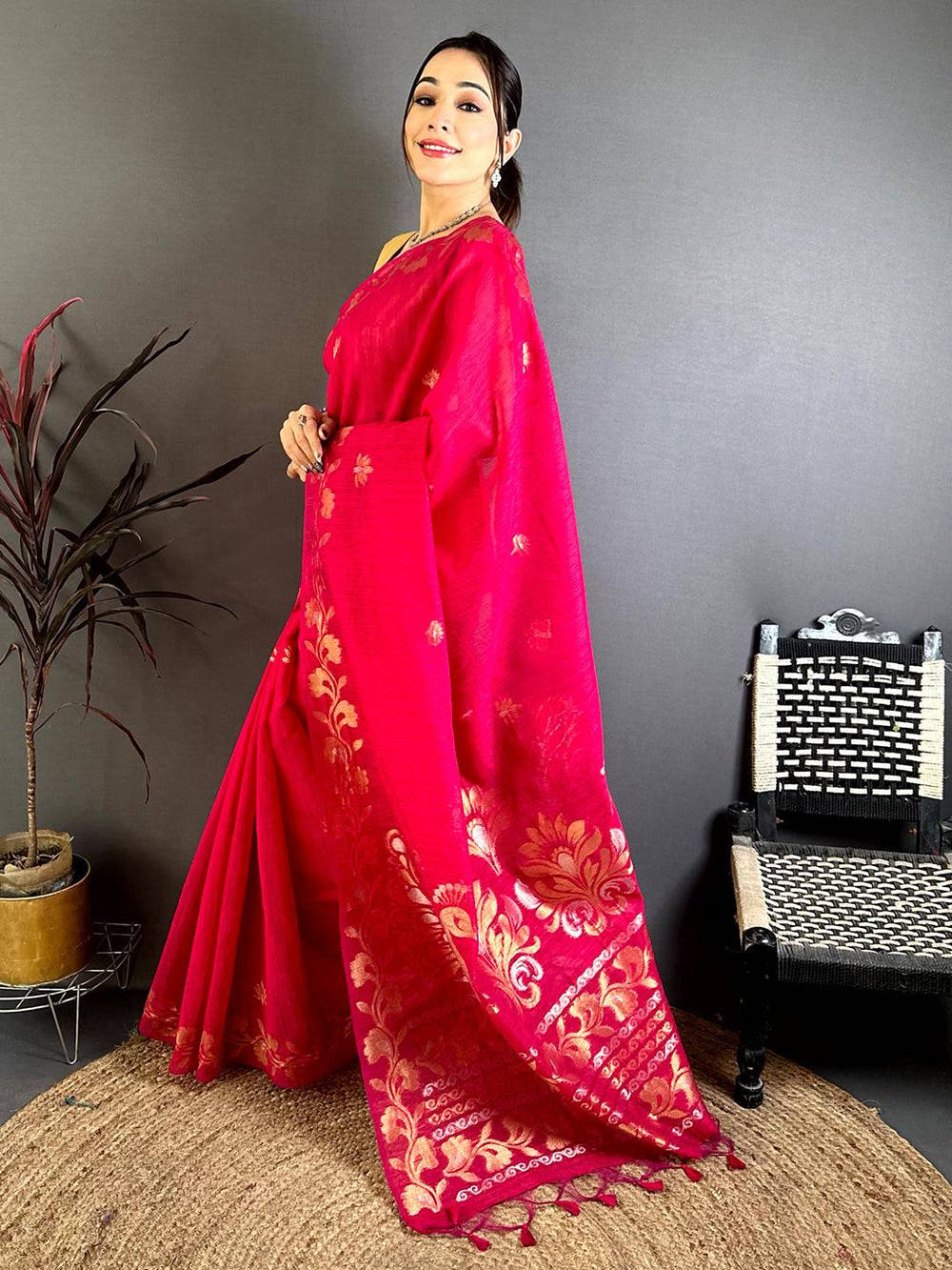Rani Peacock Zari  Munga  Saree