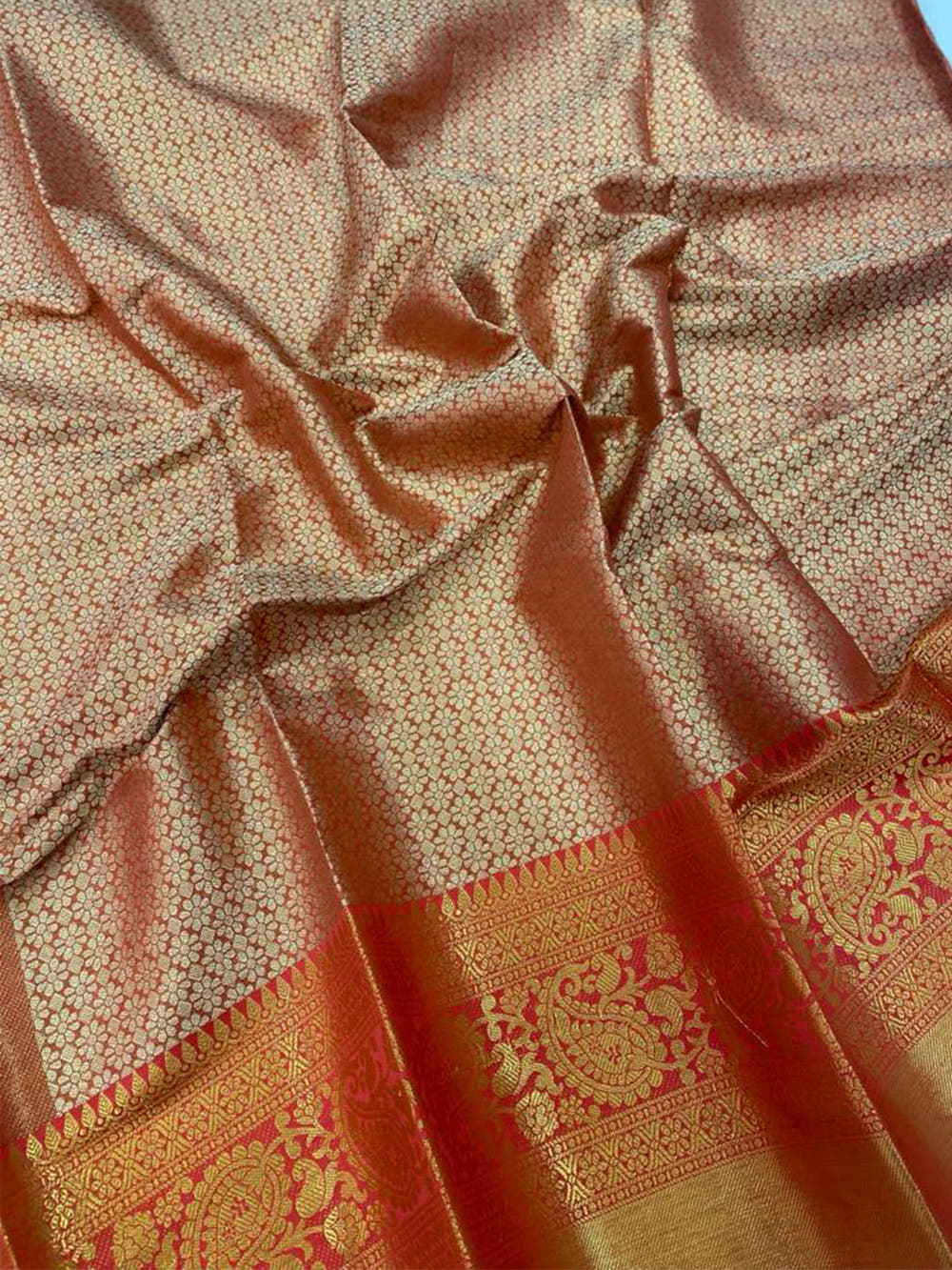Exclusive Gold Zari One Grm Gold Kanjivaaram Pattu Silk Saree.