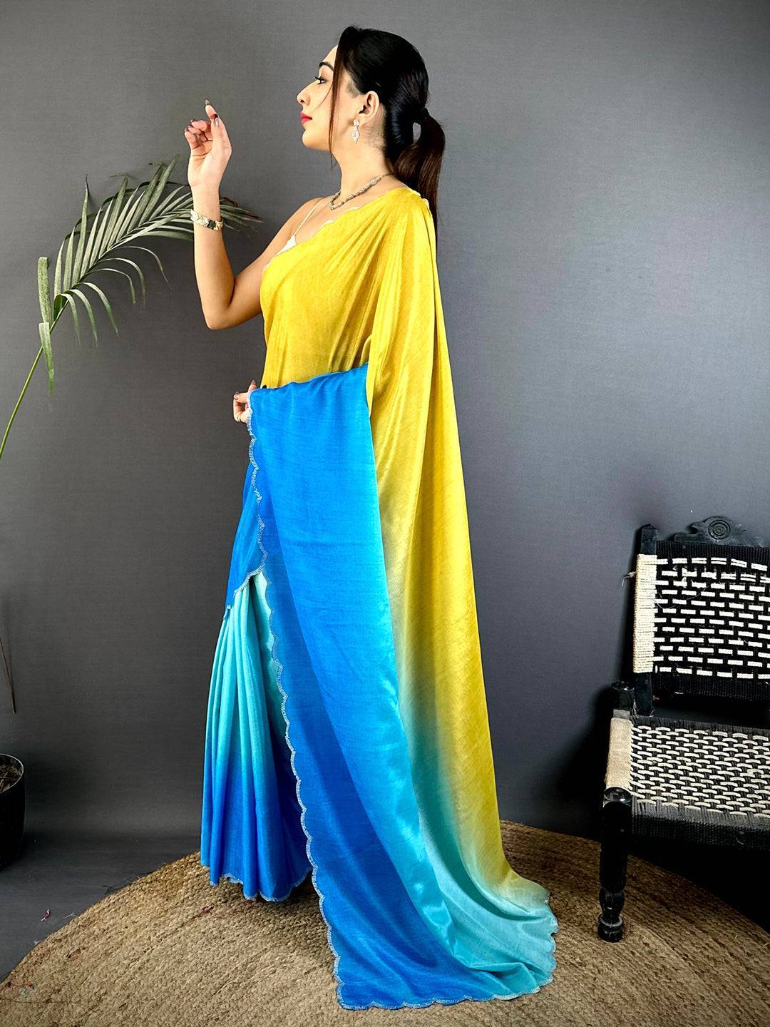 Classic Soft Chiffon Ombre Print Saree