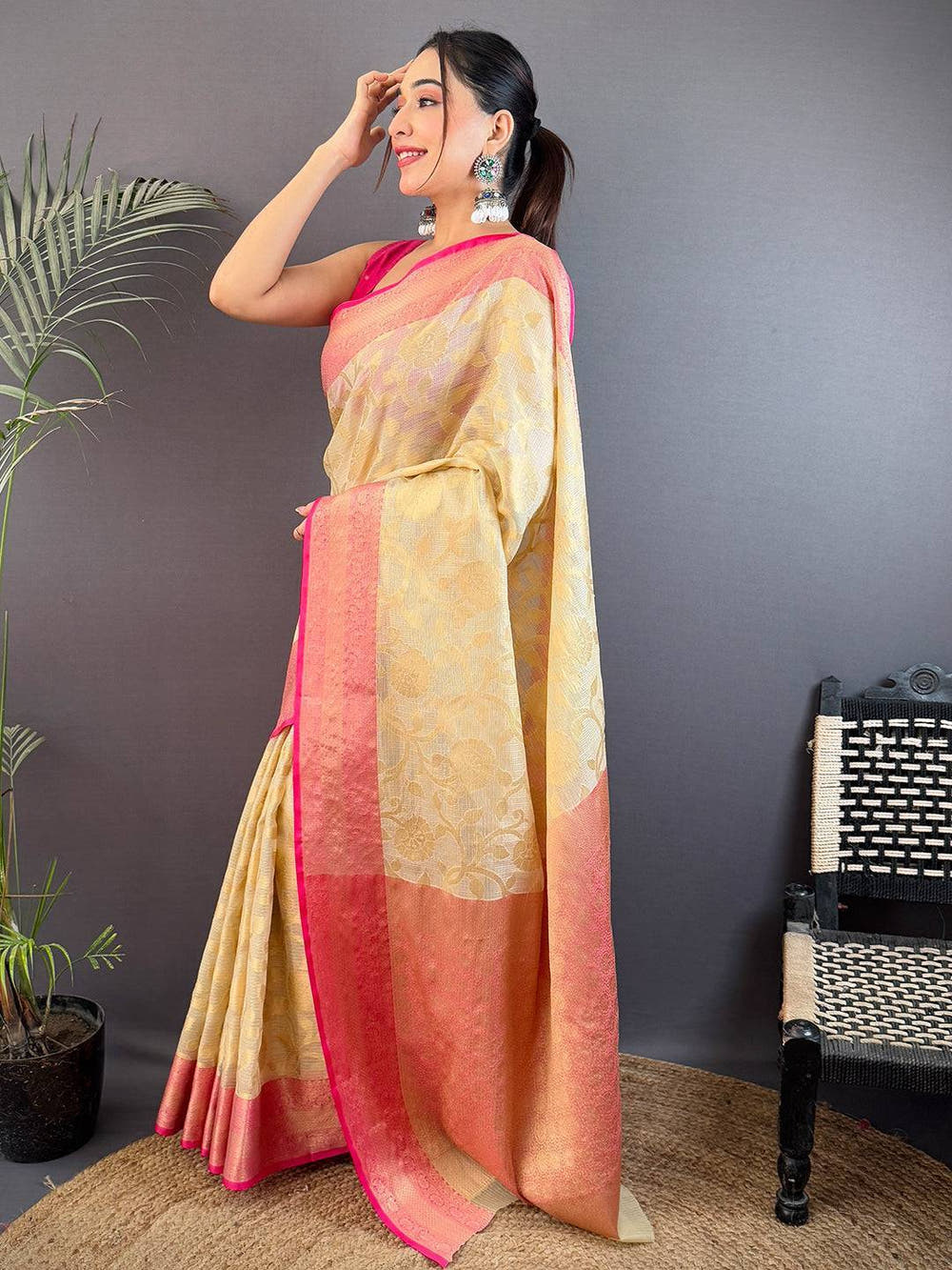 Radiance Kota Kora Gold Zari Saree