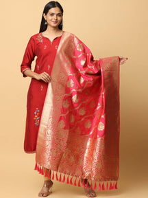 Gajari Silk Blend Woven Design Dupatta