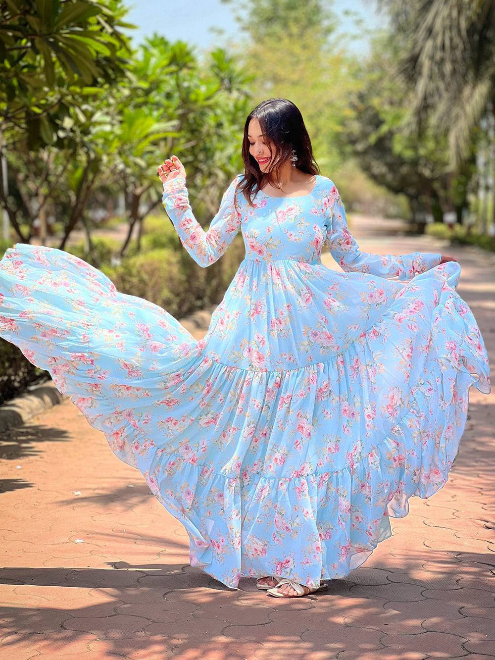 Sky Beauty Floral Printed Dress