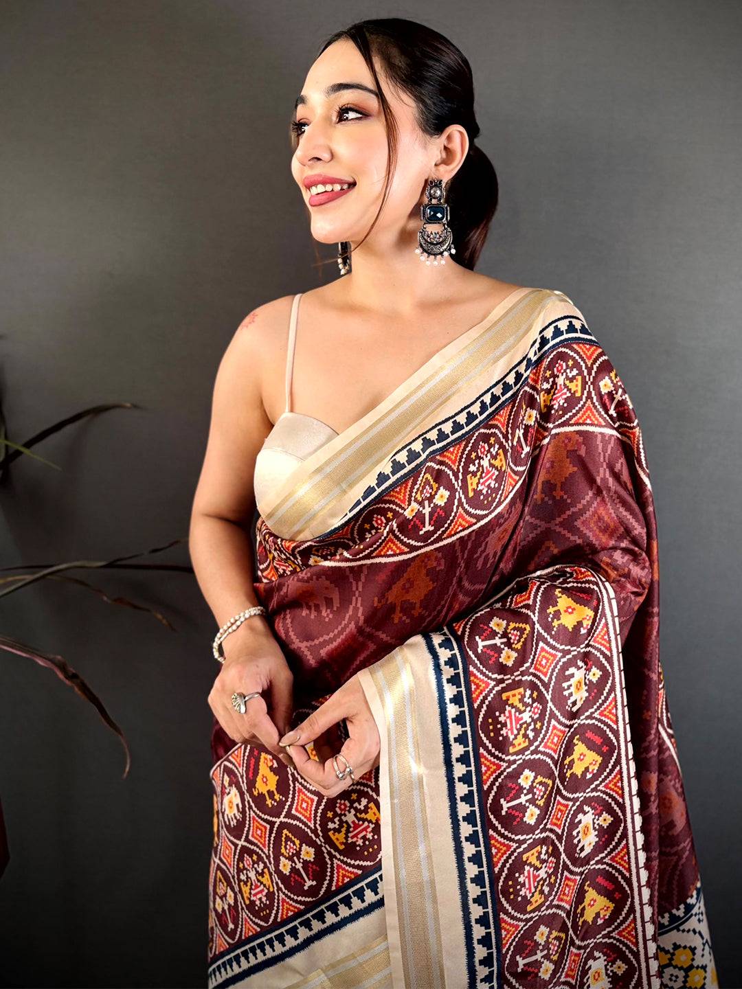Maroon Allover Patola Kanchi Saree