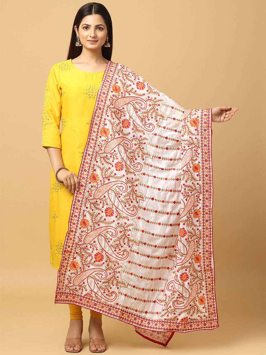 Ivory Rose Paisley Light Pashmina Dupatta