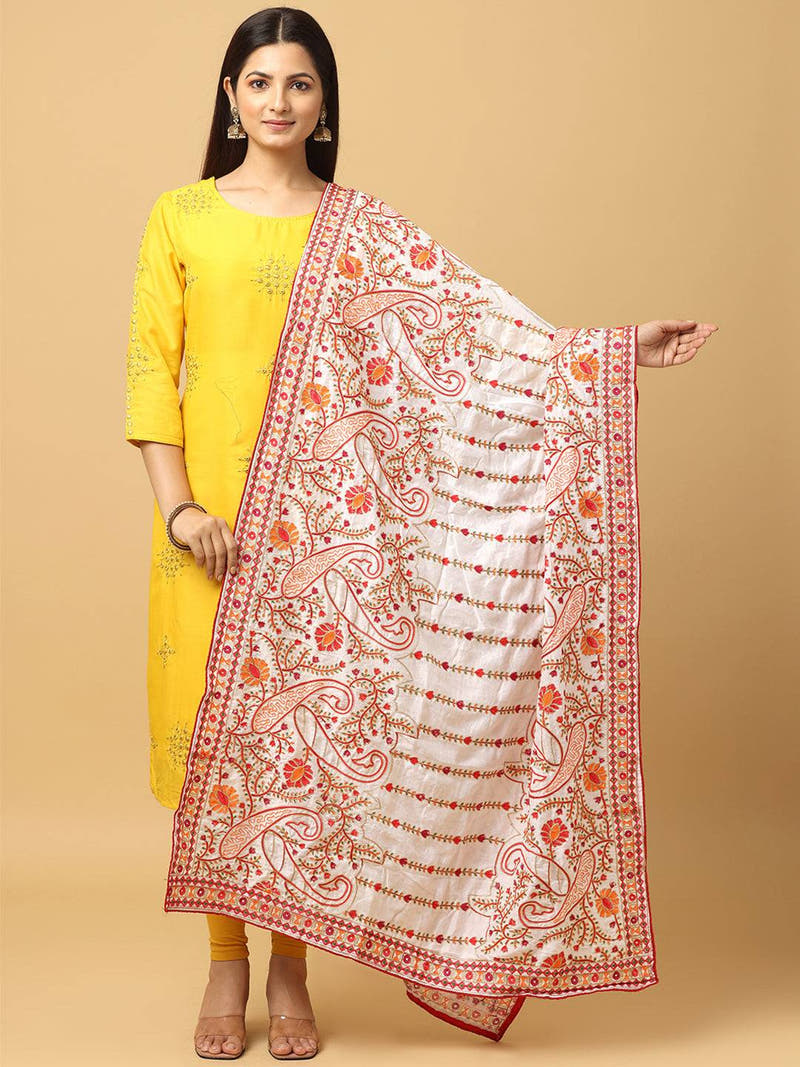 Ivory Rose Paisley Light Pashmina Dupatta
