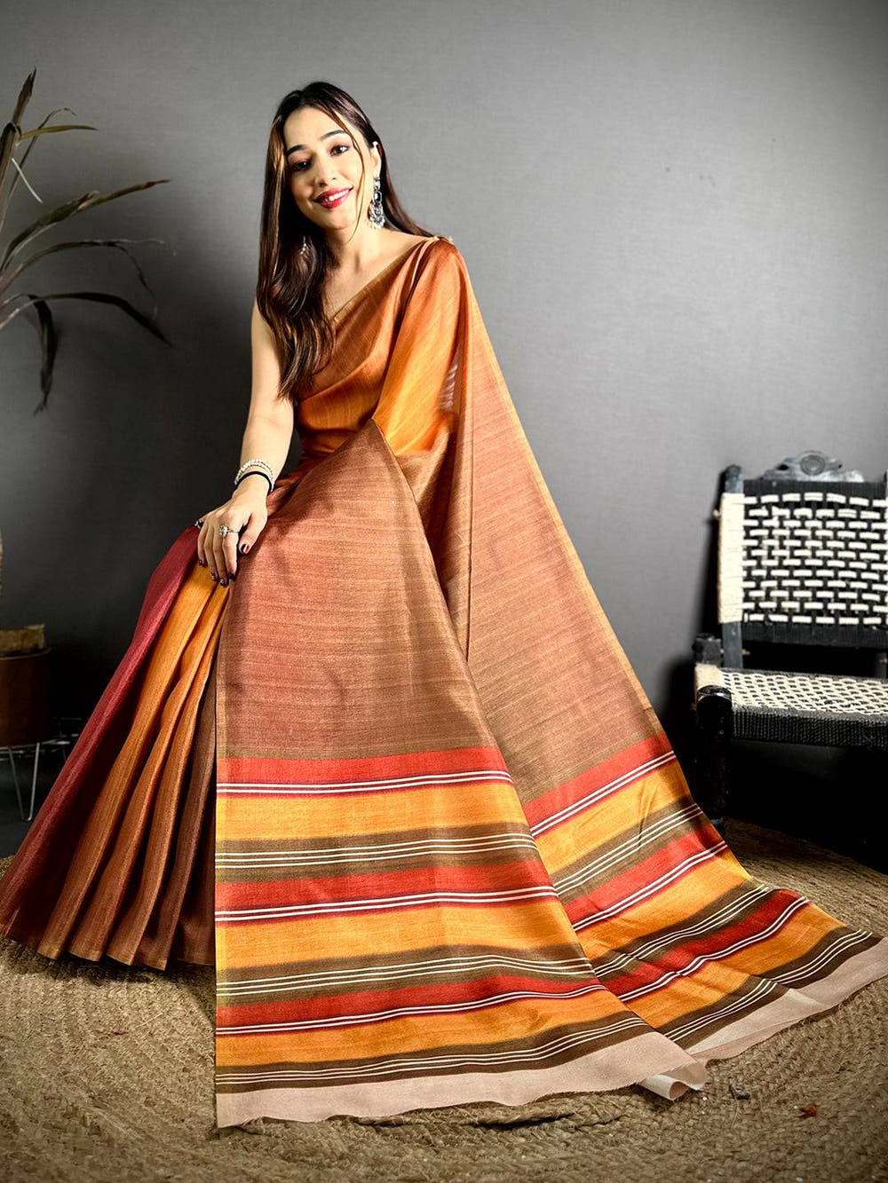 Exclusive Small Motif Soft Tussar Saree