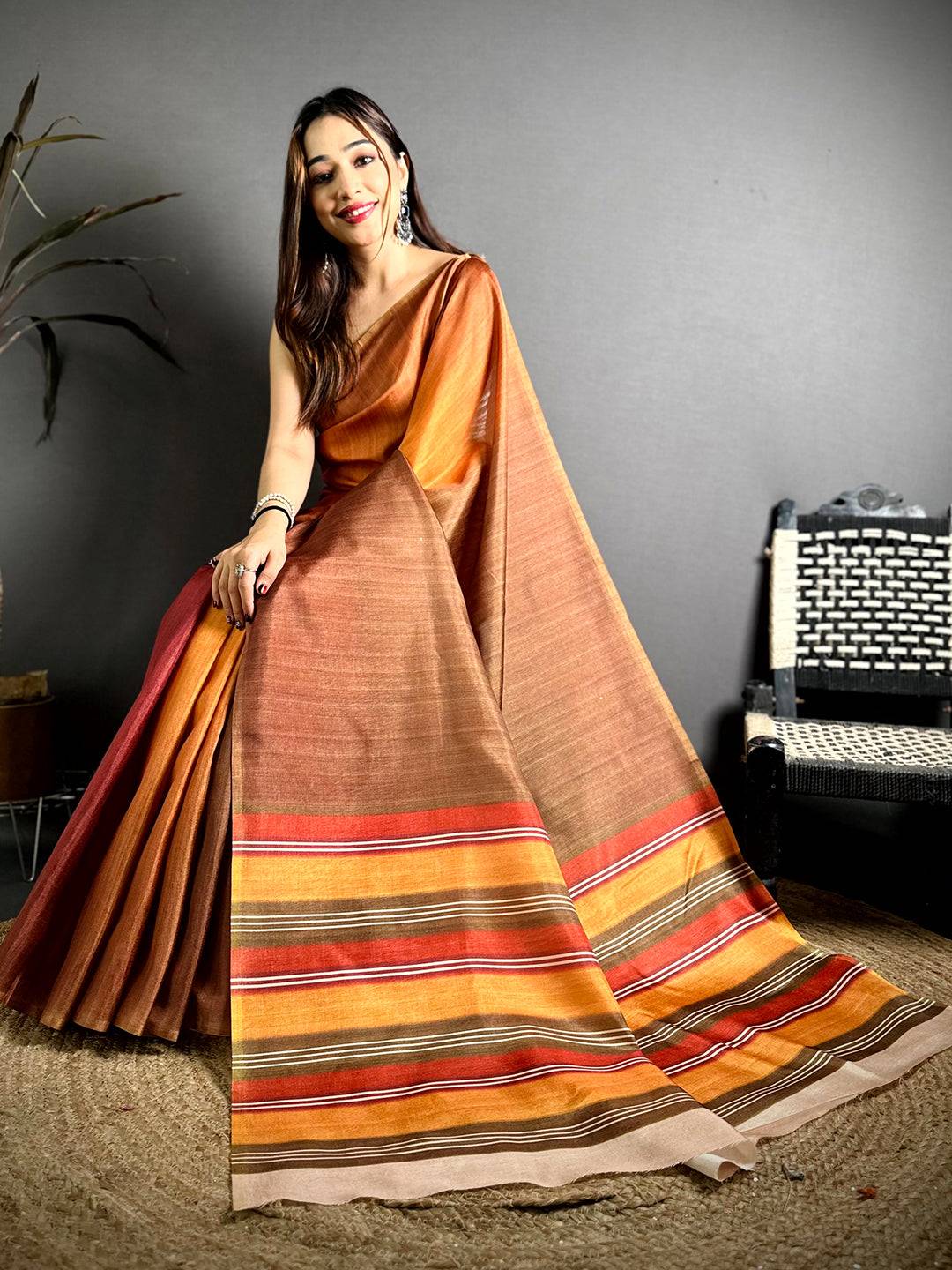 Exclusive Small Motif Soft Tussar Saree